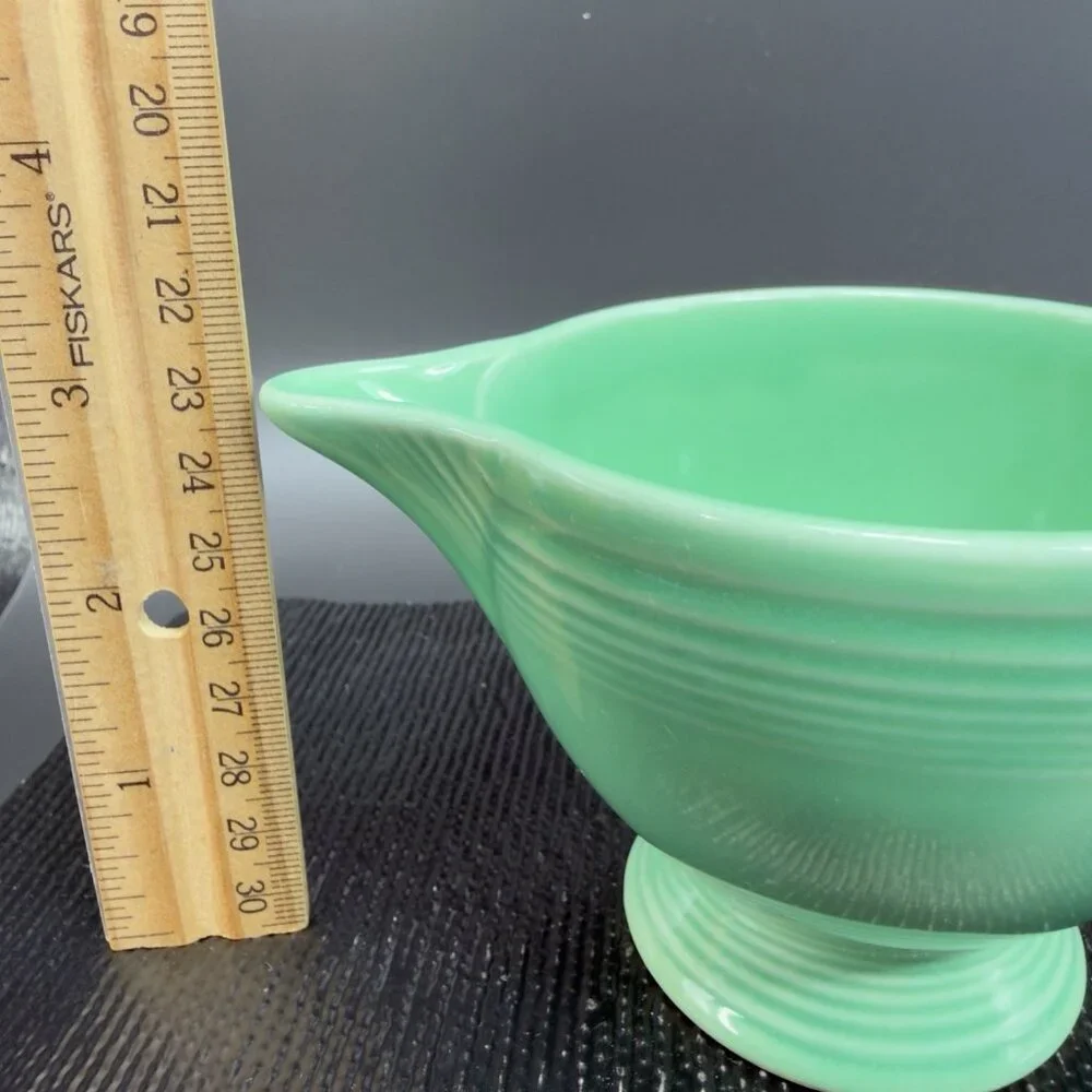 Fiesta Green Fiestaware Small Pitcher Creamer Jug USA Pottery Ring Handle Marked